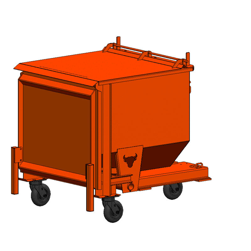 1/2 Yard Hopper with Lid - Hinged & Caster Kit