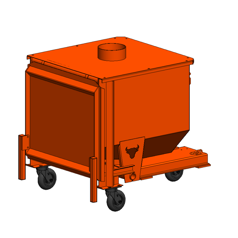 1/2 Yard Hopper with Duct Top - Fixed & Caster Kit