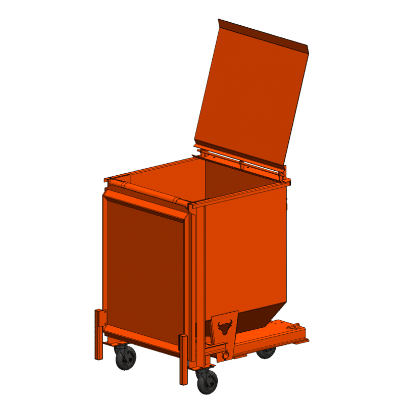 3/4 Yard Hopper with Lid and caster Kit