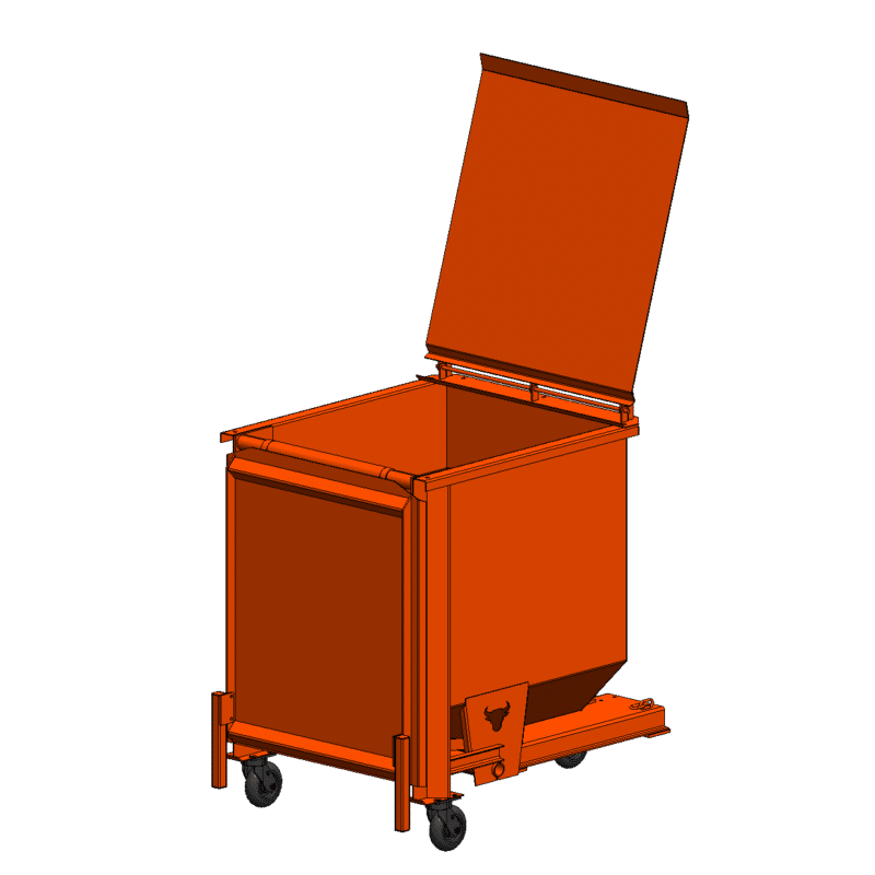 1 Yard Hopper with Lid and Caster Kit