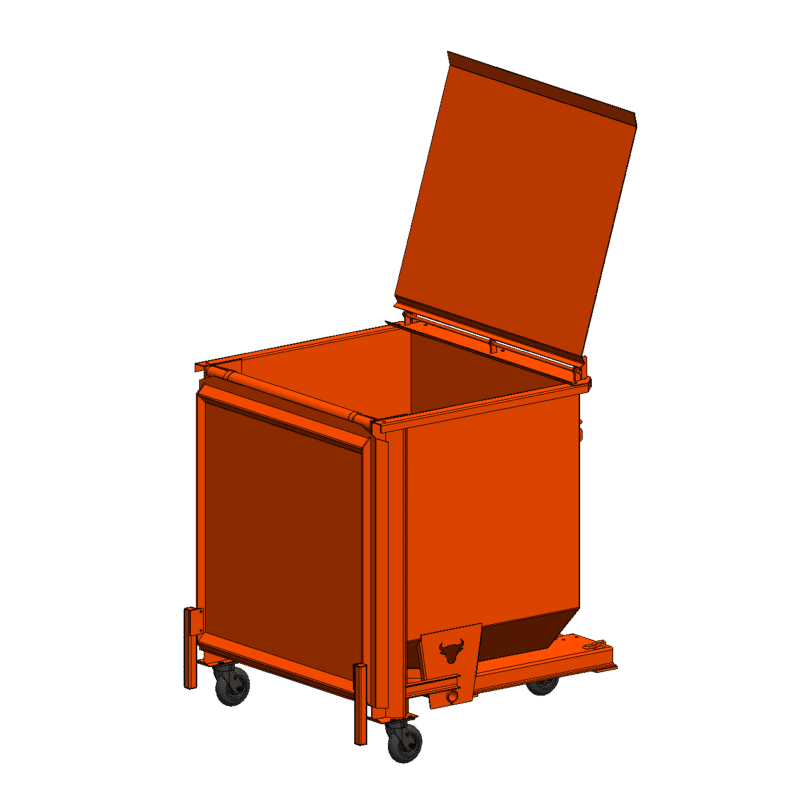 1 1/2 Yard Hopper with Lid and Caster Kit