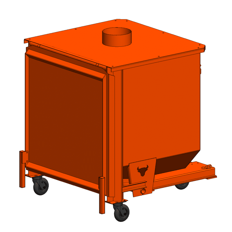 1 1/2 Yard Hopper with Duct Top and Caster Kit