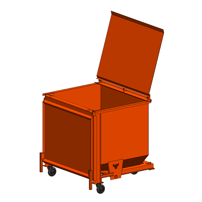 2 Yard Hopper with Lid and Caster Kit