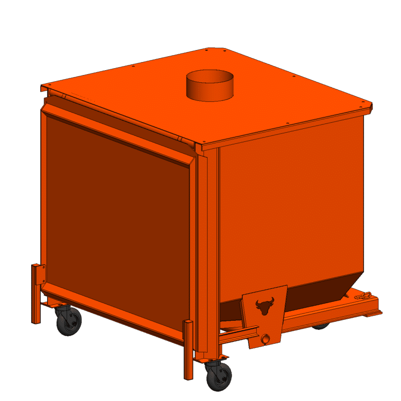 2 Yard Hopper with Duct Top and Caster Kit