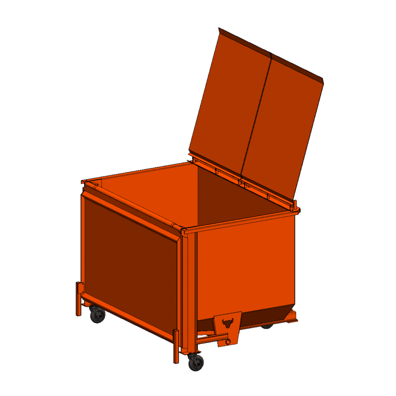 3 Yard Hopper with Lid and Caster Kit