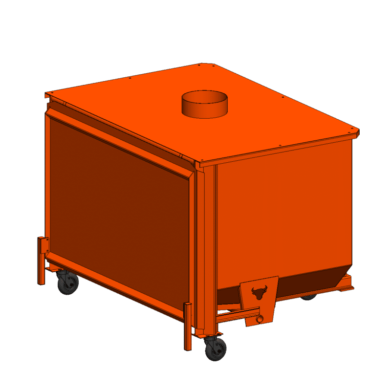3 Yard Hopper with Fixed Duct Top & Caster Kit
