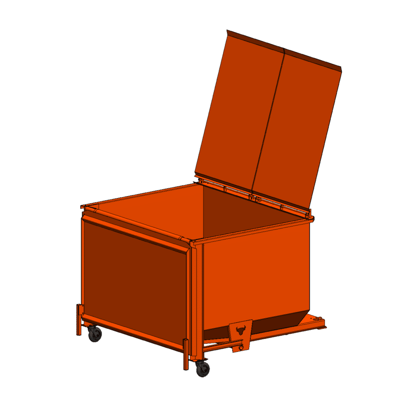 4 Yard Hopper with Lid and Caster Kit
