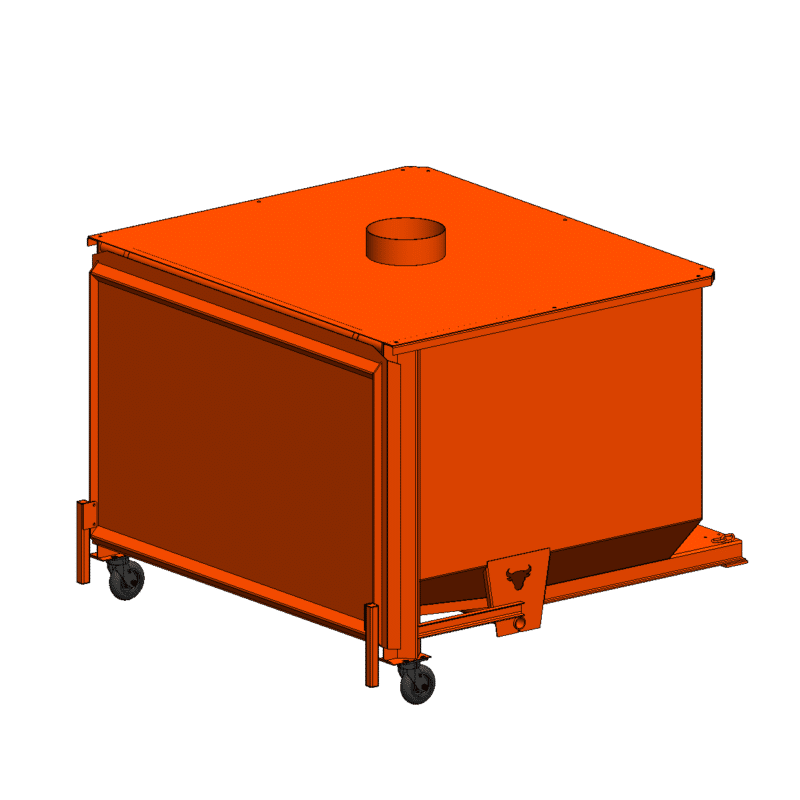 4 Yard Hopper with Duct Top and Caster Kit