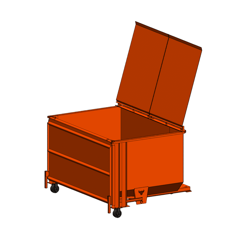 5 Yard Hopper with Lid and Caster Kit