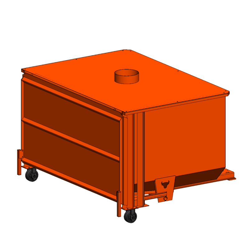5 Yard Hopper with Duct Top and Caster Kit